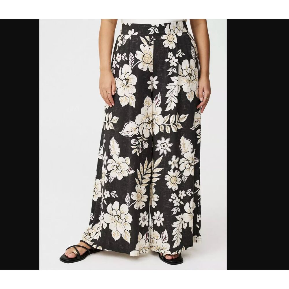 Torrid 0 L 12 Pull on Wide Leg Pant Floral boho - Picture 2 of 8